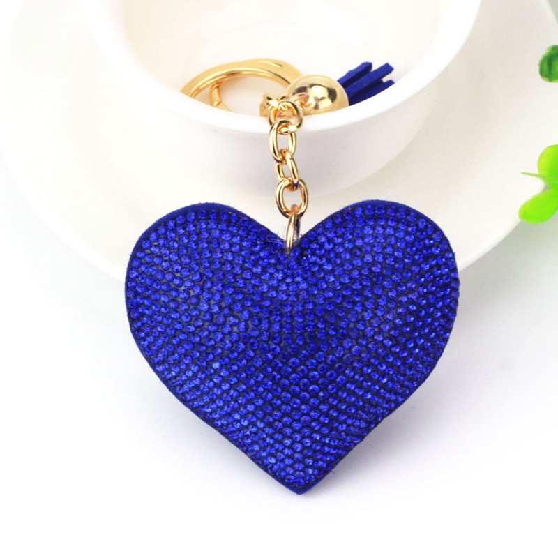 US Heart Shaped Crystal Keychain Rhinestone Keyring Charm Pendant Bag